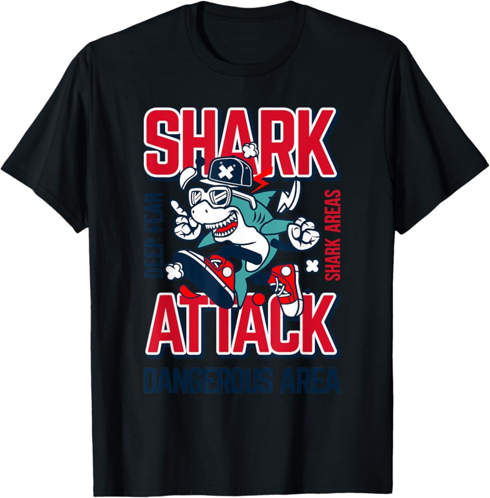 SHANK tシャツ　Lサイズ Amazon | Sharks グラフィックTシャツ - 面白いシャークアタック